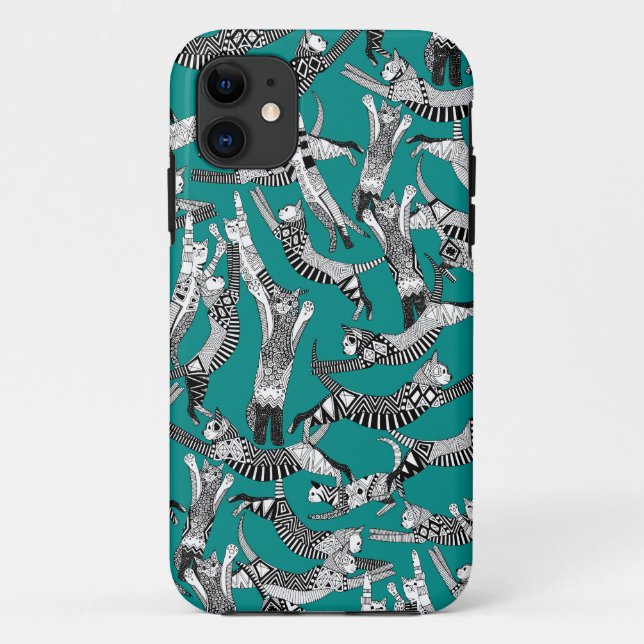 cat party teal Case-Mate iPhone case (Back)