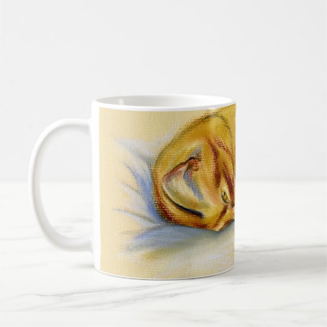 Cat Pastel - Orange Tabby Relaxed Pose Coffee Mug (Left)