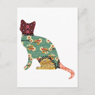 Cat Patchwork Pet Postcard