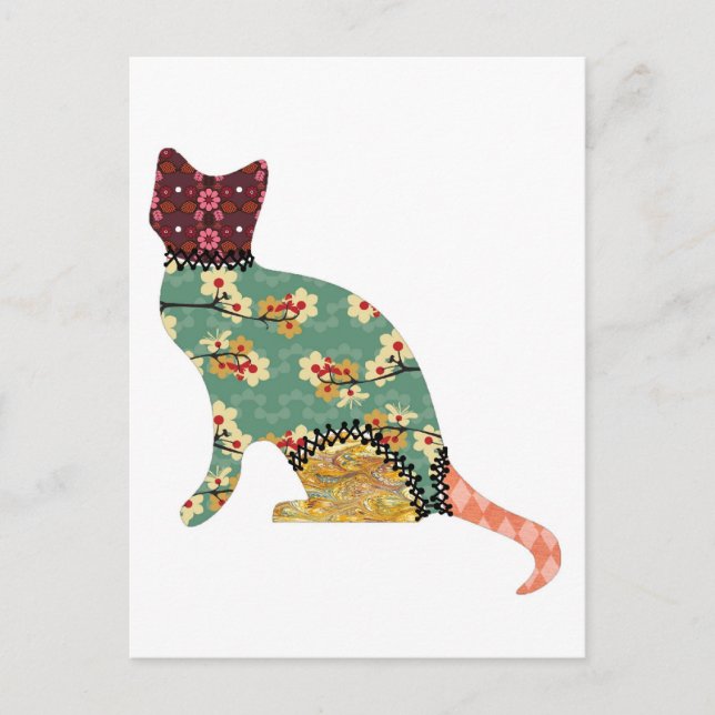 Cat Patchwork Pet Postcard (Front)