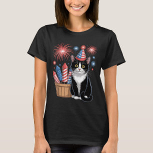 Cat Patriotic America Cats Usa Flag Fireworks 4th T-Shirt