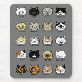 ＊cat pattern＊猫柄【ブサ猫】グレー マウスパッド mouse pad
