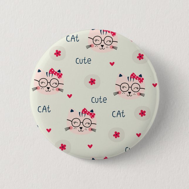 Cat pattern 6 cm round badge (Front)