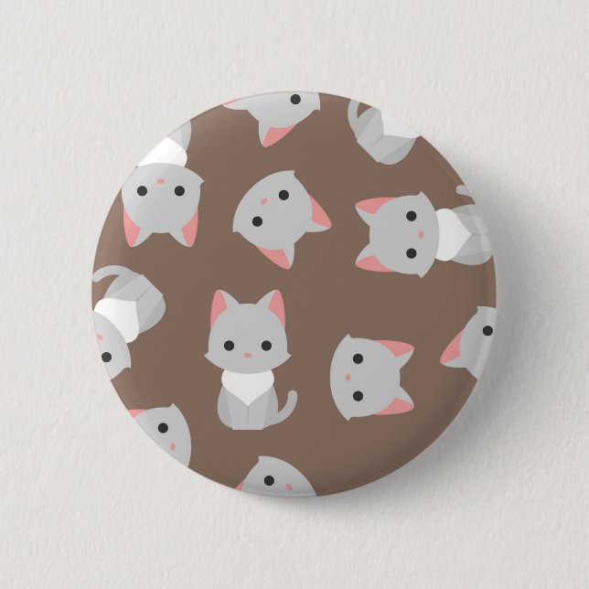 Cat pattern 6 cm round badge (Front)