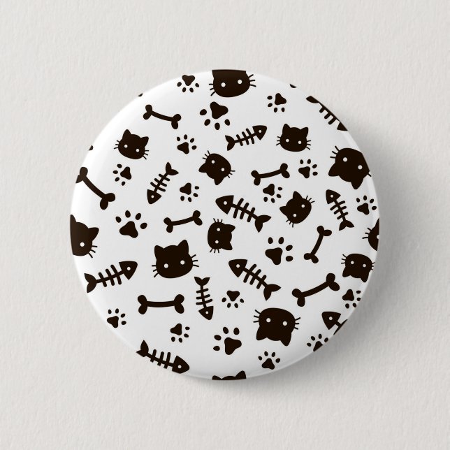 Cat pattern 6 cm round badge (Front)