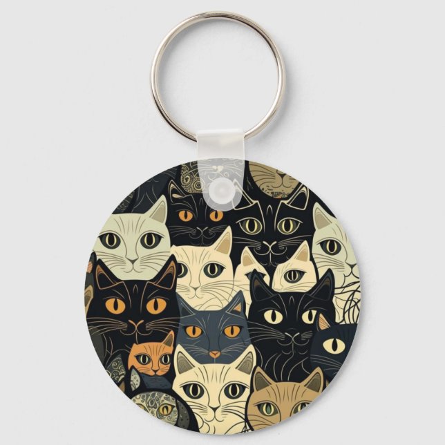 Cat Pattern Artsy Key Ring (Front)