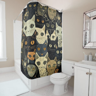Cat Pattern Artsy Shower Curtain