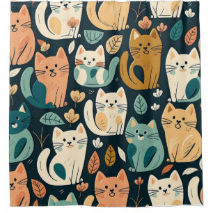 Cat Pattern Artsy Shower Curtain