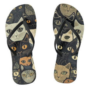 Cat Pattern Artsy Thongs