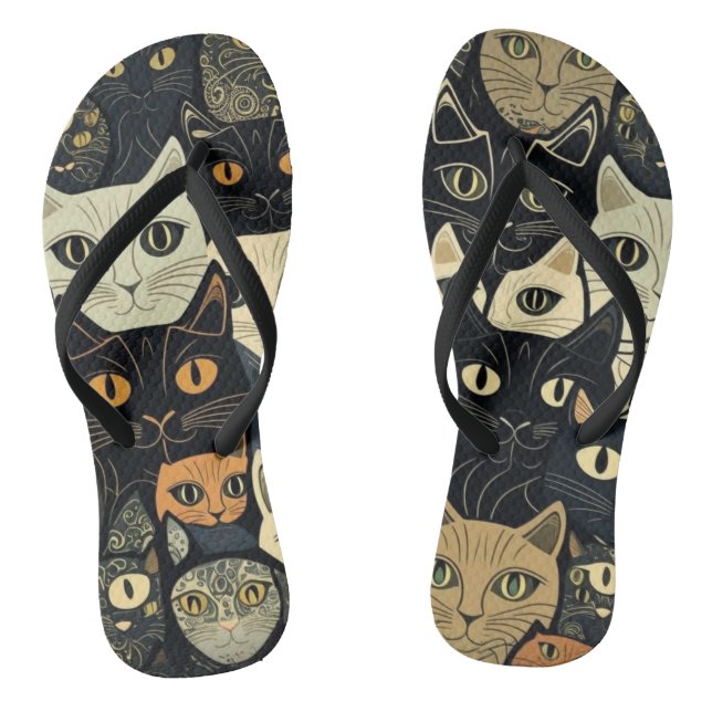 Cat Pattern Artsy Thongs (Footbed)