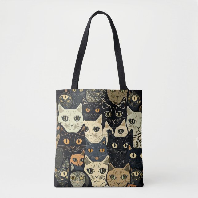 Cat Pattern Artsy Tote Bag (Front)