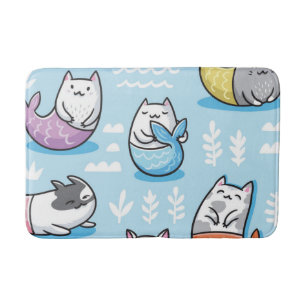 Cat pattern bath mat