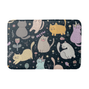 Cat pattern bath mat