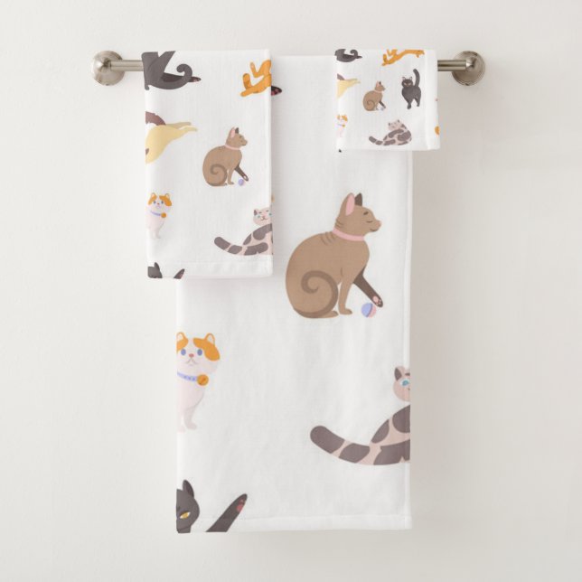 Cat pattern bath towel set (Insitu)