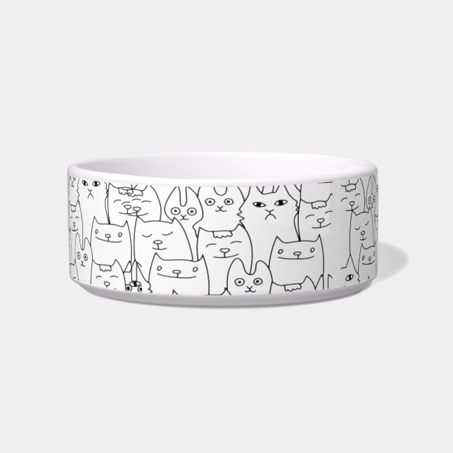 cat pattern black white bowl (Front)