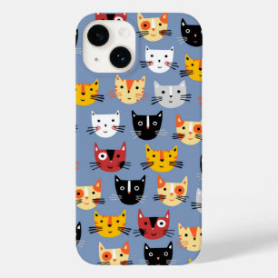 Cat Pattern Blue Case-Mate iPhone 14 Case