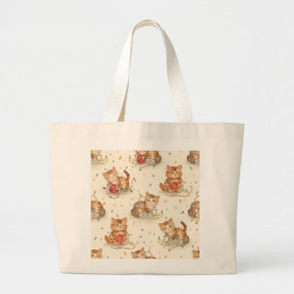 cat pattern christmas large tote bag