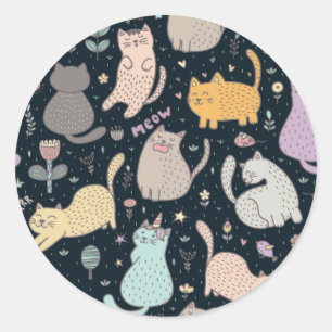 Cat pattern classic round sticker