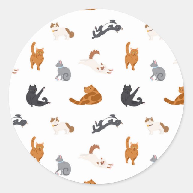 Cat pattern classic round sticker (Front)
