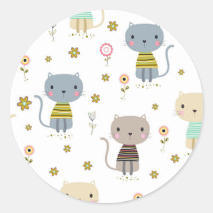 Cat pattern classic round sticker