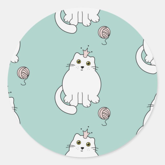 Cat pattern classic round sticker (Front)