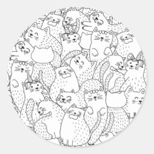 Cat pattern classic round sticker
