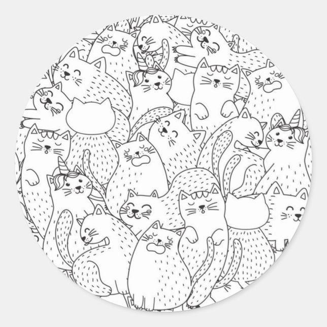 Cat pattern classic round sticker (Front)