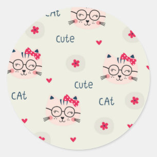 Cat pattern classic round sticker