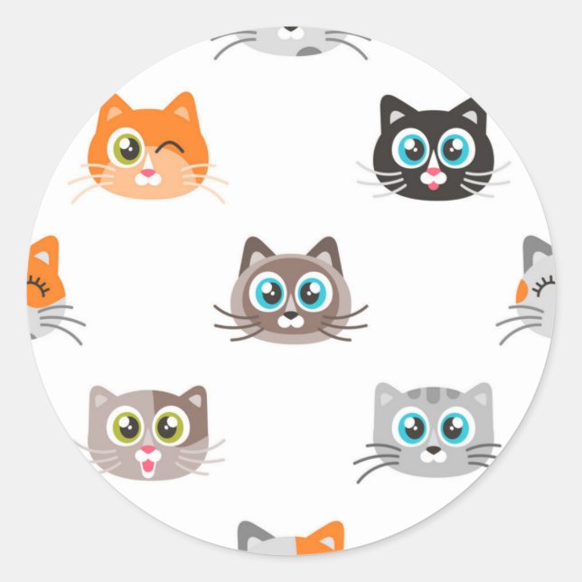 Cat pattern classic round sticker (Front)