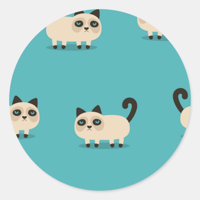 Cat pattern classic round sticker (Front)