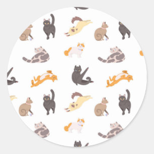 Cat pattern classic round sticker