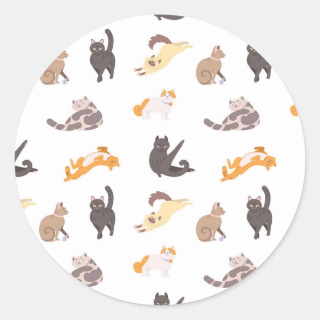Cat pattern classic round sticker (Front)