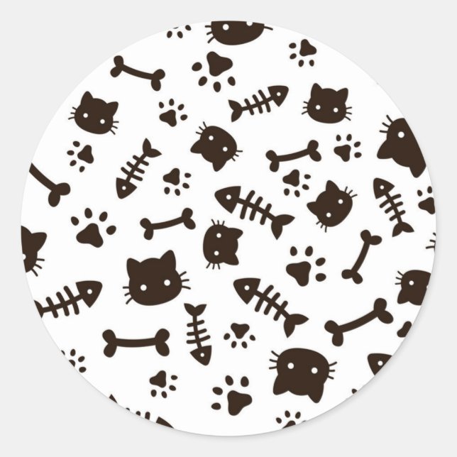 Cat pattern classic round sticker (Front)
