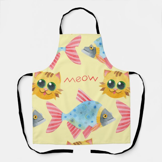  Cat Pattern Cute Colourful Pets Animals     Apron (Front)