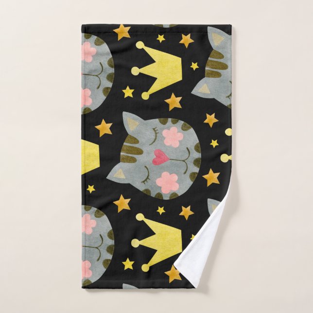 Cat Pattern Cute Pets Animals  Hand Towel (Hand Towel)