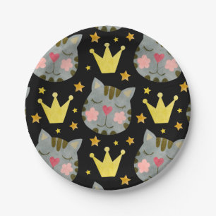 Cat Pattern Cute Pets Animals Paper Plate