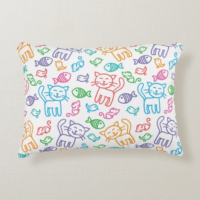 cat pattern decorative cushion (Front)
