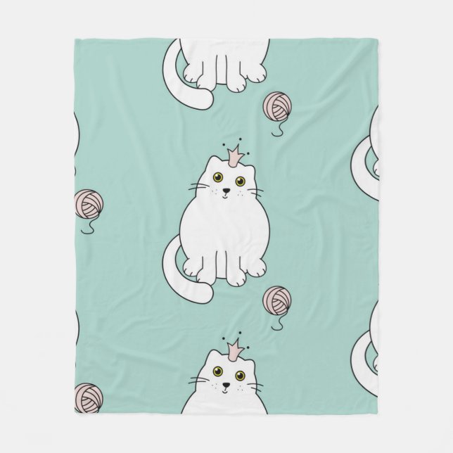 Cat pattern fleece blanket (Front)