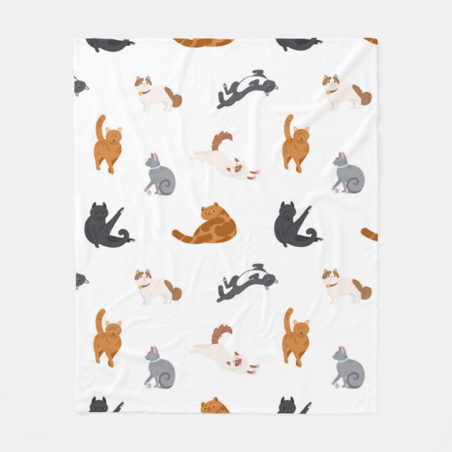 Cat pattern fleece blanket (Front)