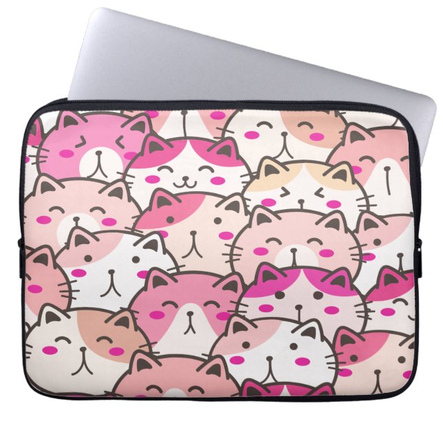 Cat Pattern Funny Colourful Pets Animals   Laptop Sleeve (Front)
