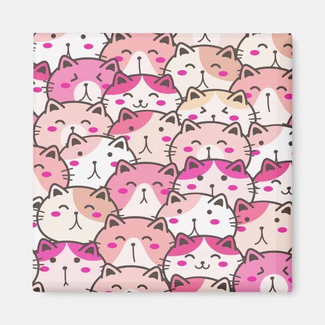 Cat Pattern Funny Colourful Pets Animals    Magnet (Front)