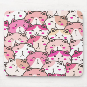 Cat Pattern Funny Colourful Pets Animals Mouse Pad