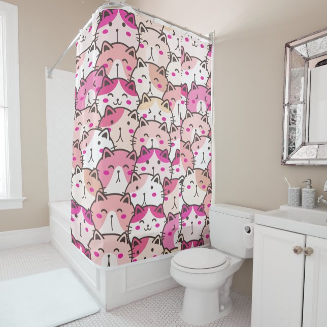Cat Pattern Funny Colourful Pets Animals   Shower Curtain (In Situ)
