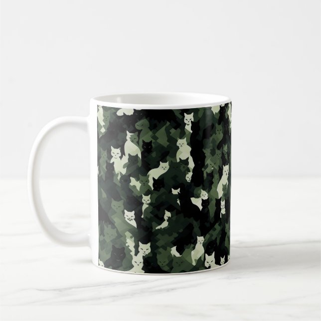 Cat Pattern Green Camouflage Coffee Mug (Left)