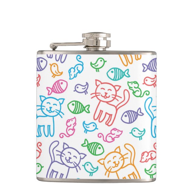 cat pattern hip flask (Front)