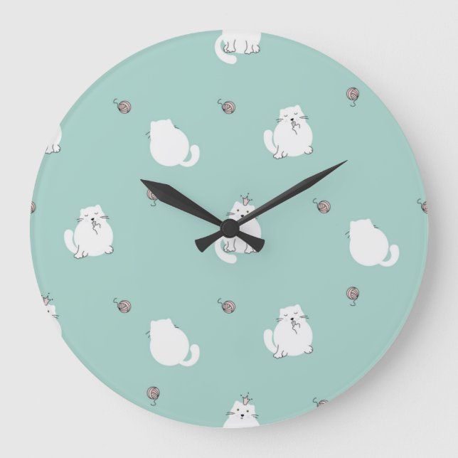 Cat pattern large clock (Front)