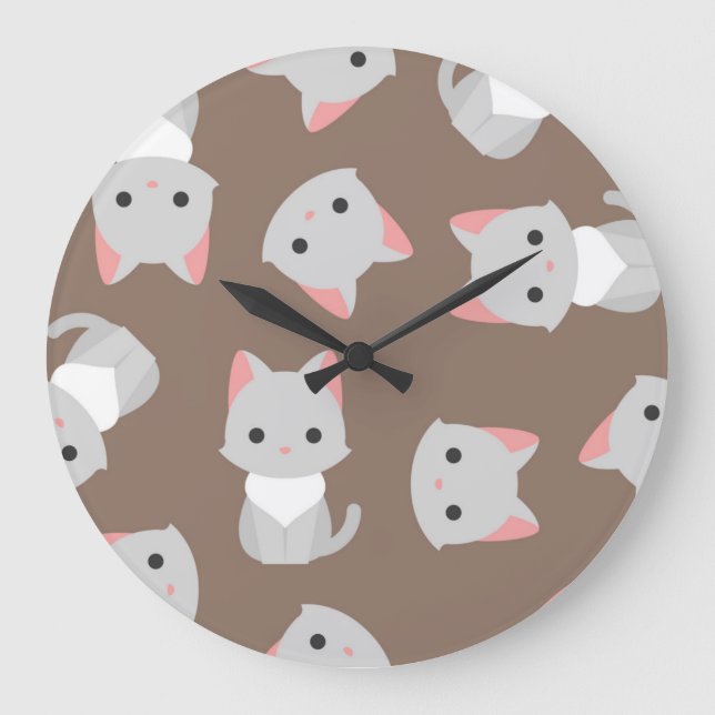 Cat pattern large clock (Front)