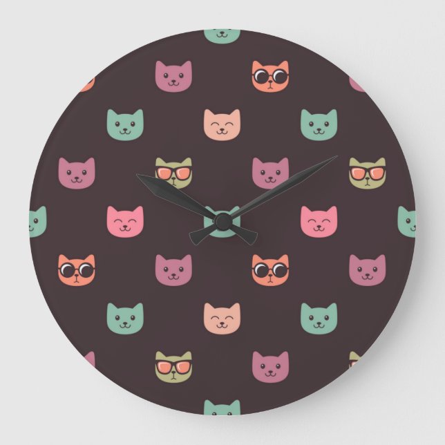 Cat pattern large clock (Front)