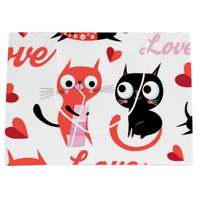 Cat pattern large gift bag (Front)