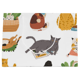 Cat pattern large gift bag